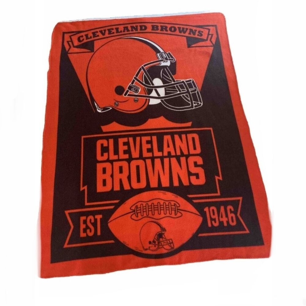 Vintage 90s Y2K Cleveland Browns Football Blanket Throw Shawl Wrap, 48"x60"